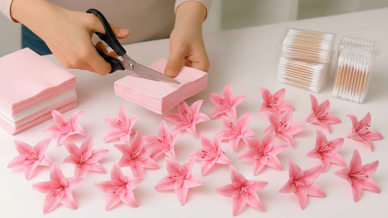 I SAW IT IN AN EXPENSIVE STORE AND MADE IT MYSELF!😍 GENIUS IDEA USING NAPKINS AND COTTON SWABS! DIY