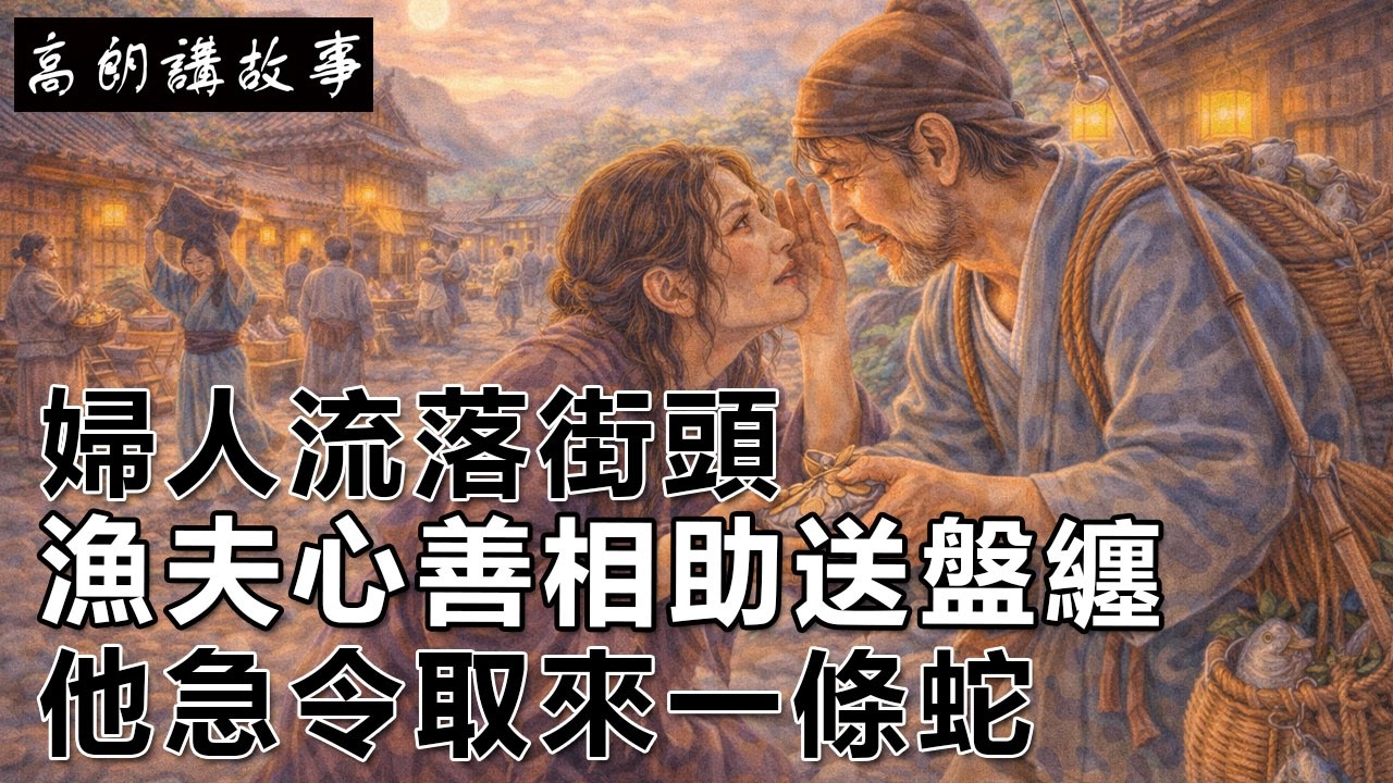 民間故事：婦人流落街頭，漁夫心善相助送盤纏，婦人臨別低聲示警｜高朗講故事