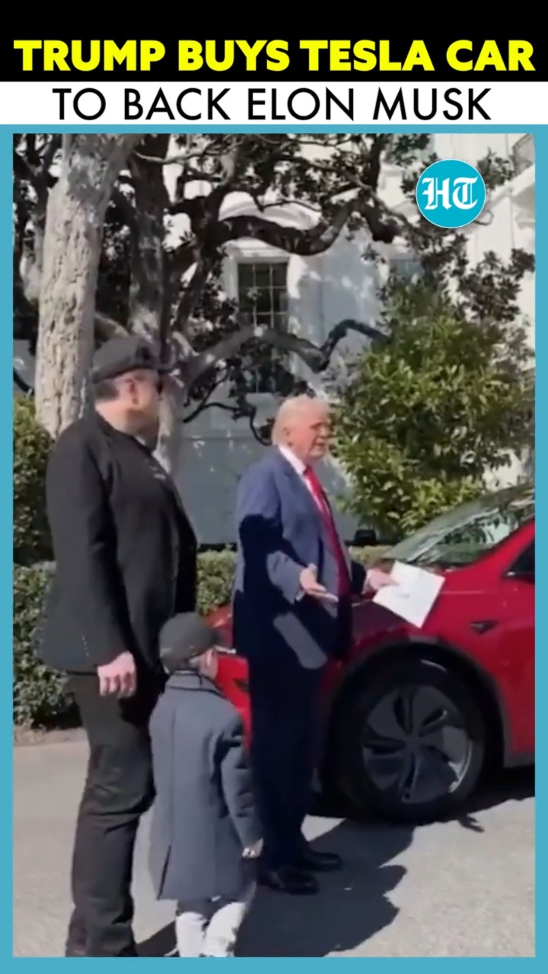 Trump Buys A Shiny Red Tesla To Back DOGE Chief Elon Musk |  #YTShorts