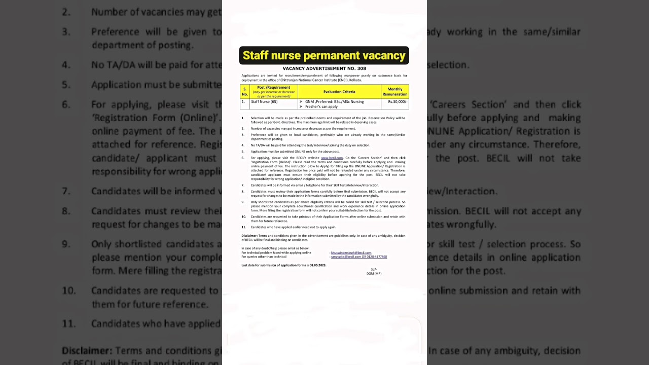 staff nurse vacancy 2023 l becil staff nurse vacancy 2023 l 65post 