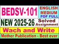 BEDSV 101 solved assignment 2025-26 in English || bedsv 101 solved assignment 2026 || ignou bedsv101