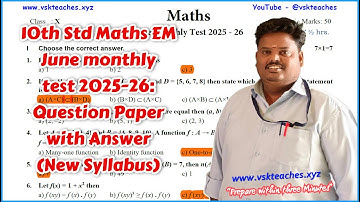10th Std Maths EM June monthly test 2025-26: Question Paper with Answer (New Syllabus)