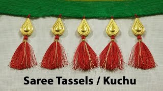 How to make saree kuchu with water drop shape beads l DIY l  saree tassels l saree kuchu design#20