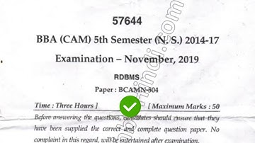 2019 Mdu BBA CAM 5th Sem RDMS Questionn Paper