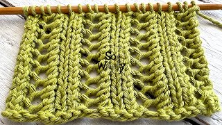 How to knit an easy Two-row Repeat Lace stitch pattern - So Woolly