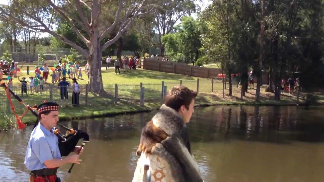 Mitch Mahoney leading the parade to open this years school fair wearing his cloak