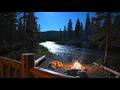 🔥 Fall Asleep Faster with Fireplace Crackles, River Ambience and Cozy Sleeping Dog.