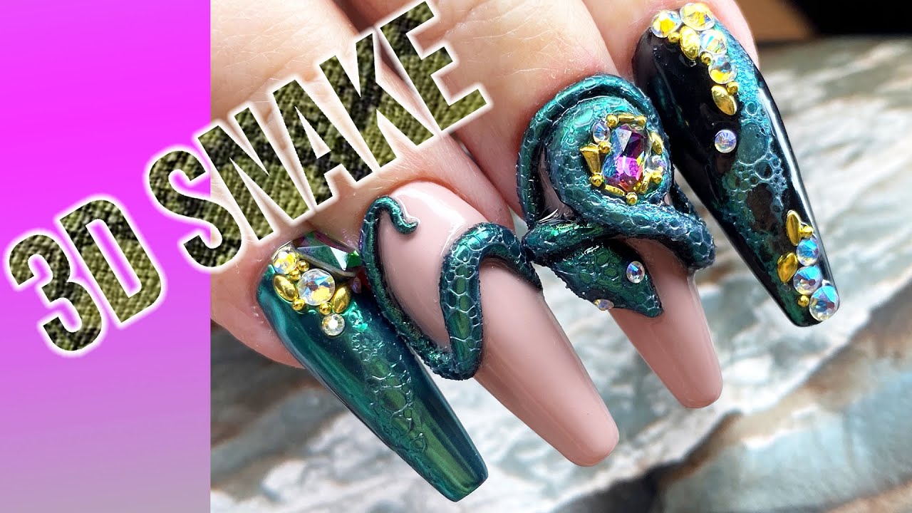 6. Snake Print Accent Nail - wide 9