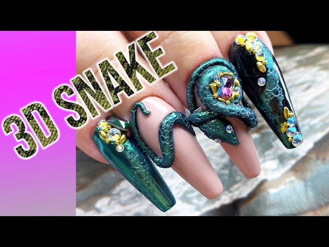 Buy Press on Custom 3D Snake Nail Design on Long Coffin Burgundy With  Crystal Jewel Accent Best Seller Nails Best Nail Shop Trending Nails Online  in India - Etsy