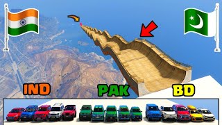 India Vs Pakistan | Gta 5 Indian Cars Vs Pakistan Cars Vs Bangladesh Cars Jump Challenge | Gta 5