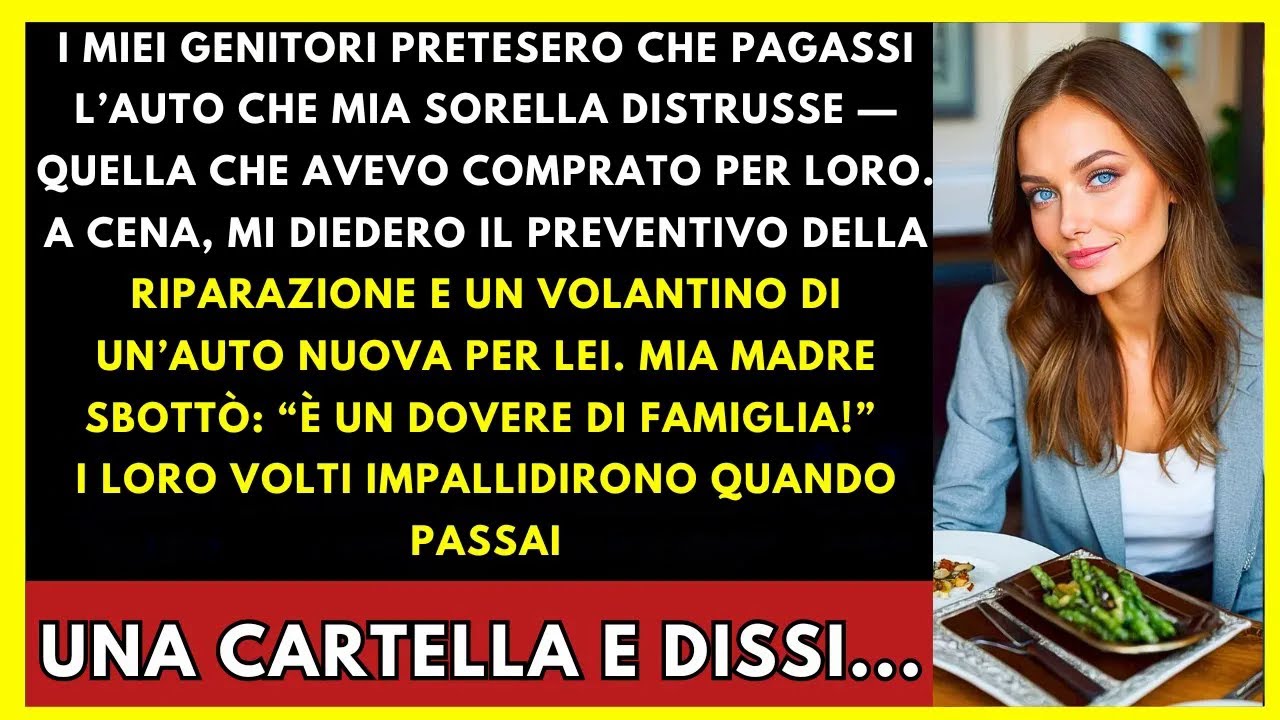 I Miei Genitori Mi Chiesero Di Pagare L’Incidente Di Mia Sorella Diedi Una Cartella Che Cambiò Tutto