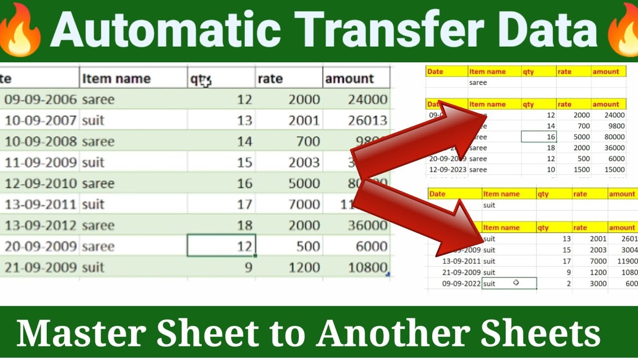 Automatic Transfer Data from Master Sheet to Another Sheets in Excel ...