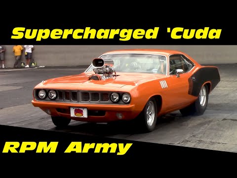 10 Second Supercharged Plymouth Cuda Drag Racing