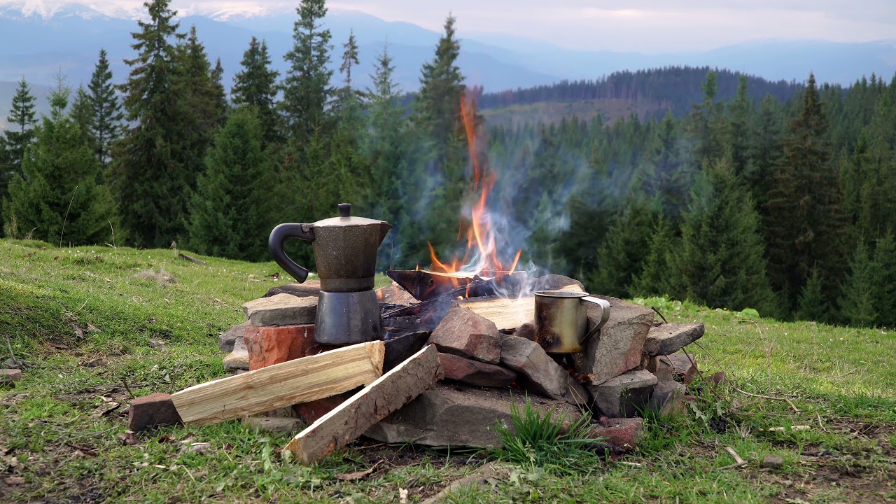 🌲 Mountains Relaxing Crackling Fire Ambience