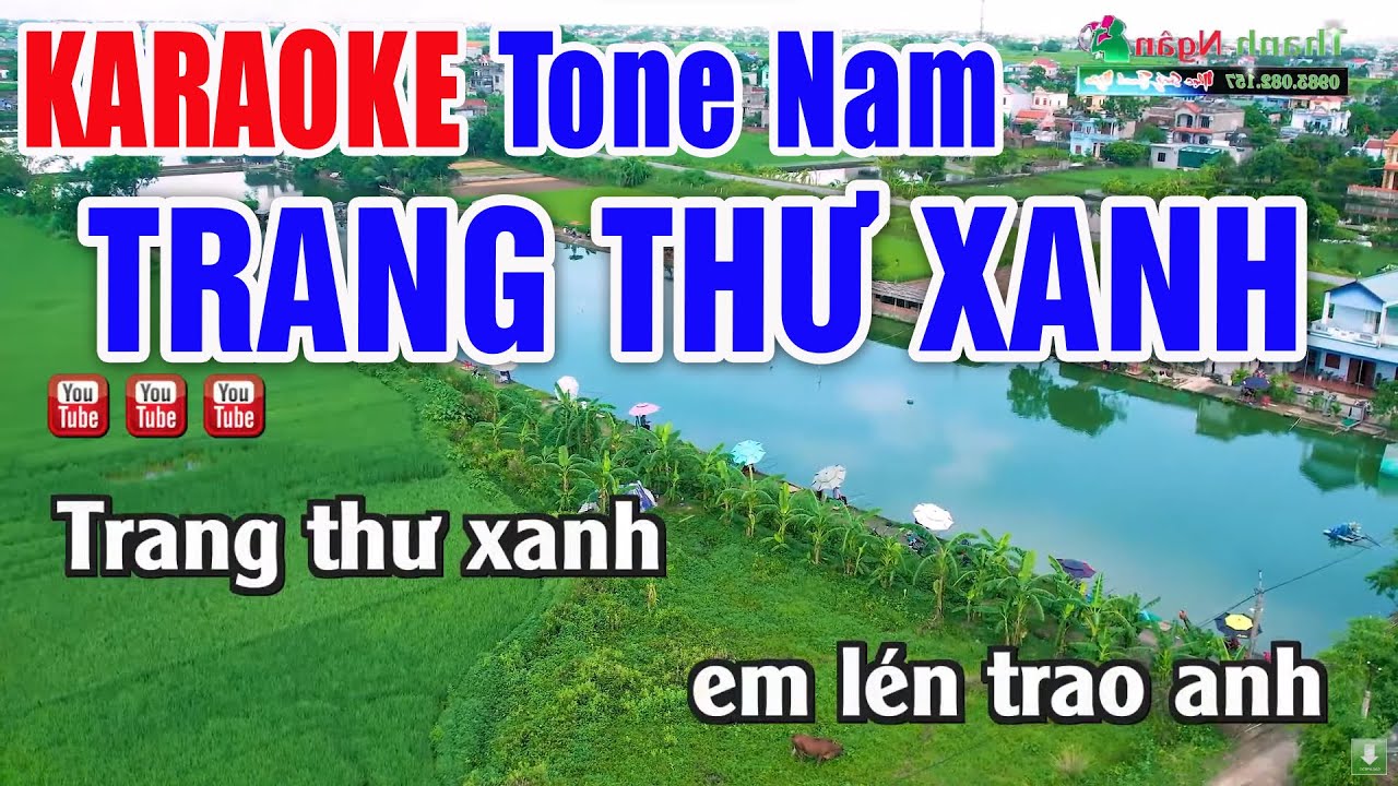 Trang Thư Xanh Karaoke Tone Nam Beat Chuẩn - Nhạc Sống Thanh Ngân