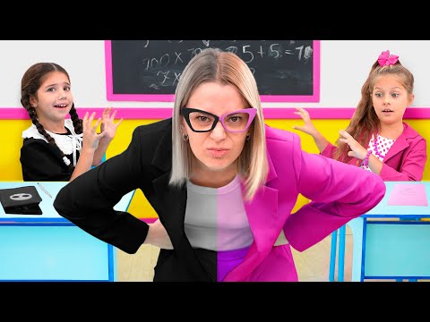 Видео: Eva and Wednesday Black vs Pink Challenge at School