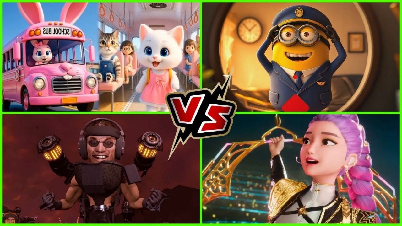 🔥BUNNY BUS 🆚 MINION CAPTAIN 🆚 MEGA GUNNER 🆚 PINK WARRIOR! 🎮 EPIC HOP BATTLE!