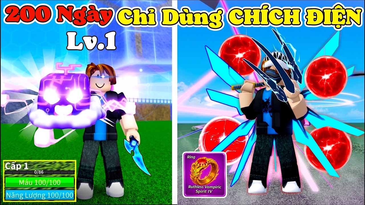 [BloxFruit] 200 Ngày Chỉ Được HỆ ĐIỆN CAMPUCHIA Thức Tỉnh Sức Mạnh Siu Bá Từ Lv1