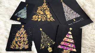 EASY Christmas Tree Card Doodle On Black Paper For BEGINNERS!!