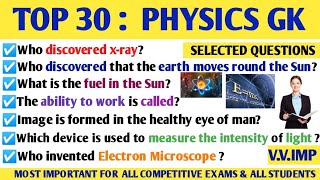 Top 30 Physics Gk Quiz In English Physics Gk Important Science Gk Gk Quiz