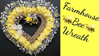 Farmhouse Honey Bee Wreath Ribbon Tutorial DIY Crafts Spring Decor Crafting With Ollie