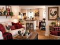 Cozy Rustic Farmhouse Tour | Red Plaid &amp; Vintage Rooster Decor Ideas for Small Spaces