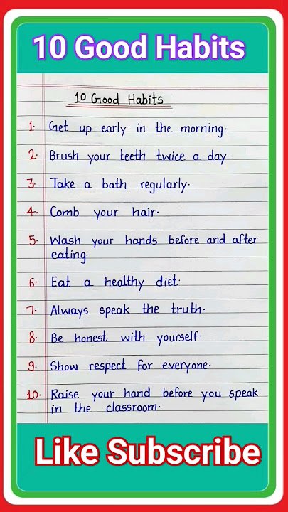 10 good habits // good habits name // 10 good habits ke naam