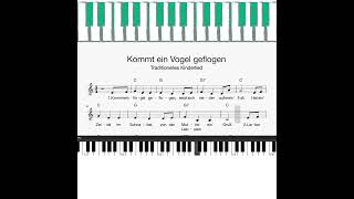#Shorts: Klavier: Kommt ein Vogel geflogen (Klaviatur, Melodie, Akkorde, Text)