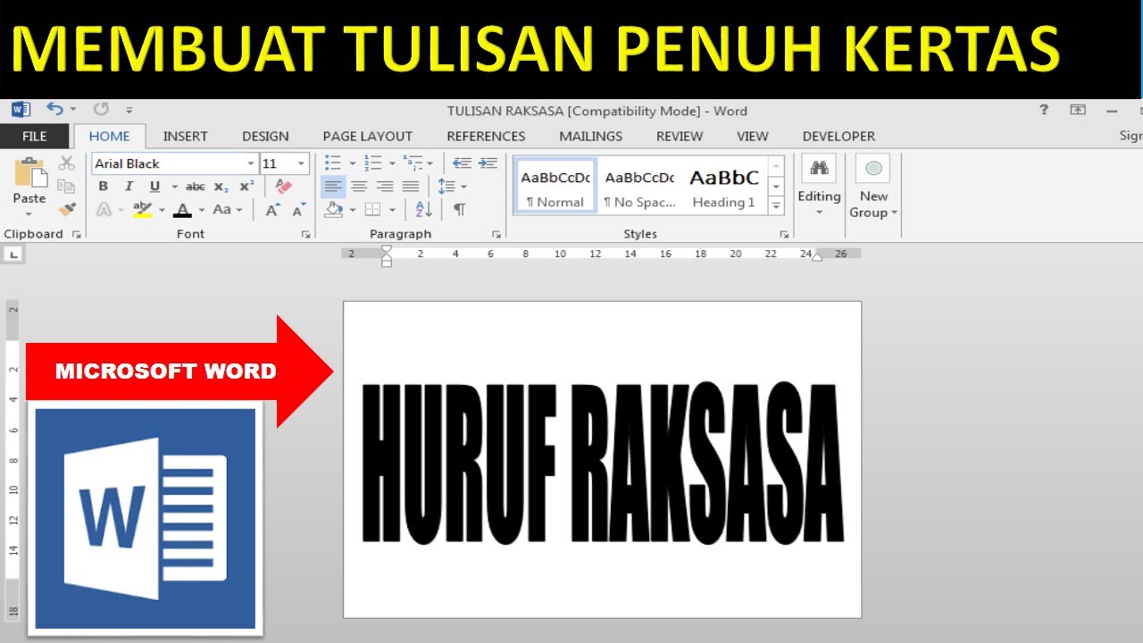 Cara Membuat Huruf Besar Di Microsoft Word Penuh Kertas Huruf Raksasa Youtube