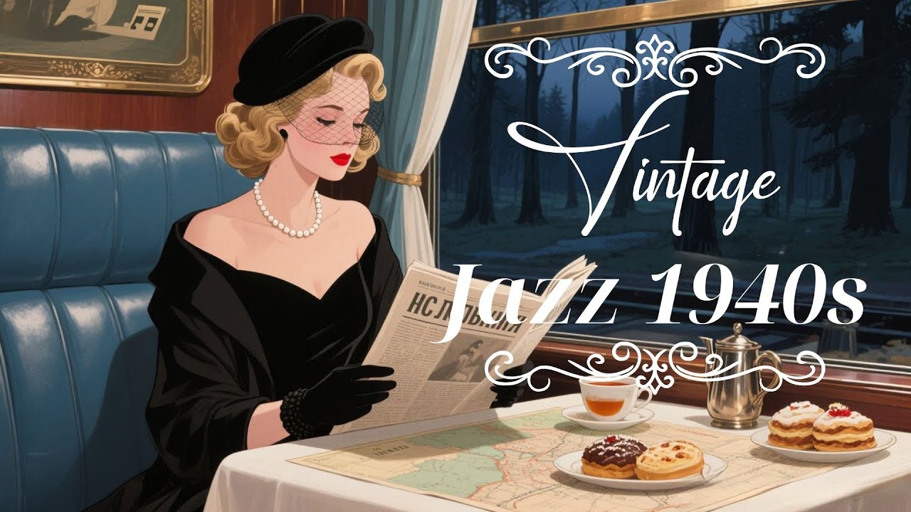 Retro Vintage Jazz ❤️ Elegant 1940s Old Jazz Train Night Coffee And Swing Mood