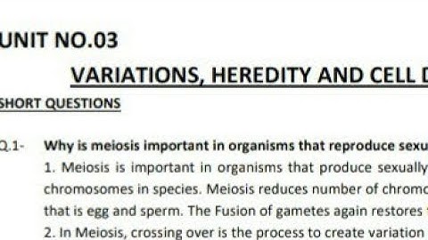 General  science  class  8/unit 3  Variations,heredity and cell division/short questions /NBF