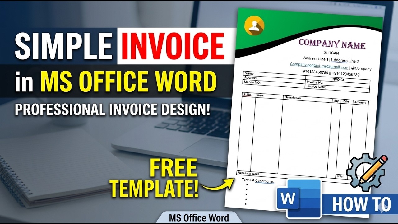 Create a Simple Business Invoice in Microsoft Word - Step-by-Step - YouTube