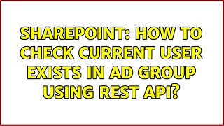 Sharepoint: How to Check Current User Exists in AD Group using Rest Api?