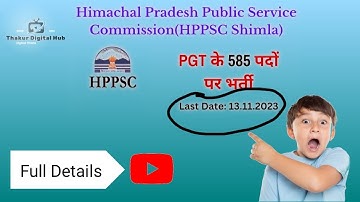 PGT Recruitment 2023| Hppsc Latest Notification|#Hppsc