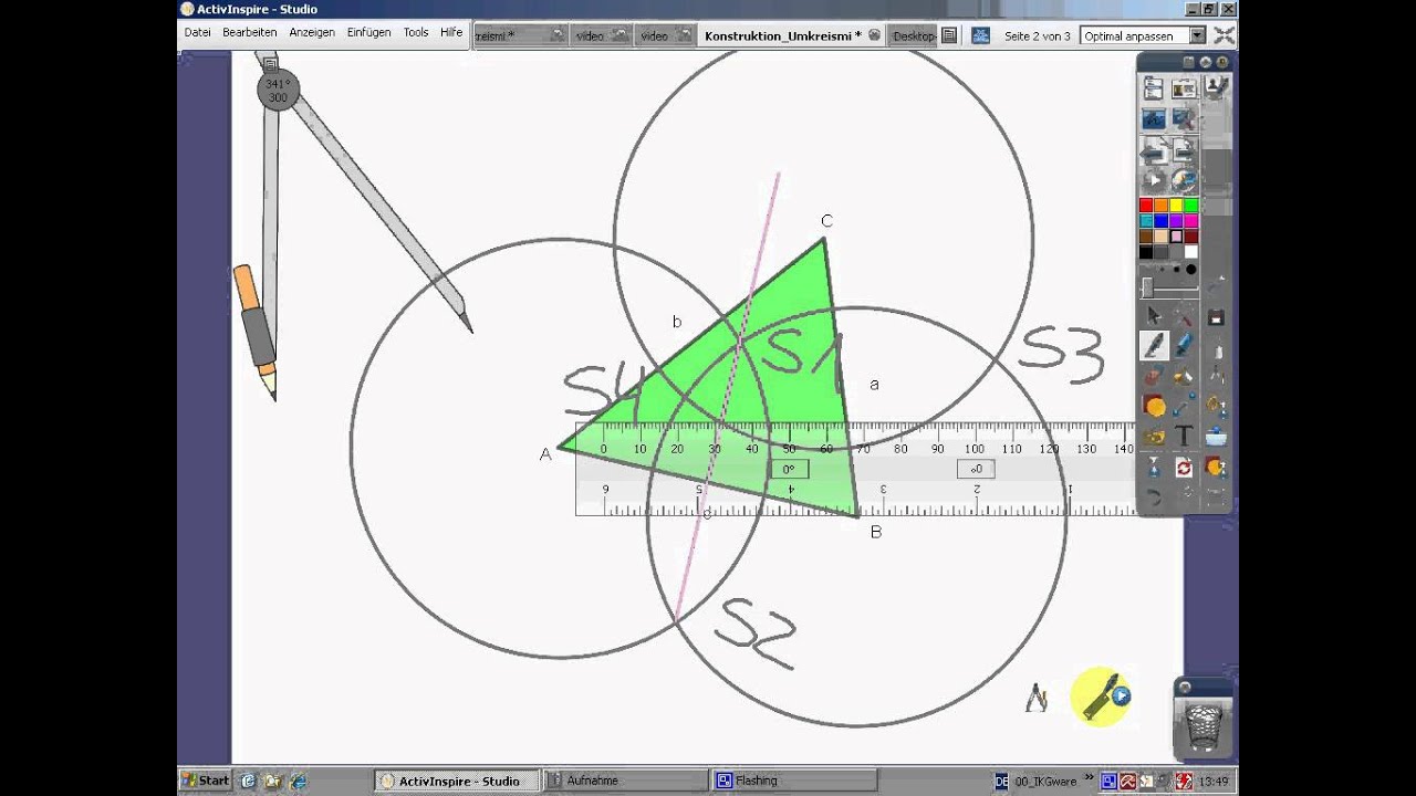 Höhe Im Dreieck Konstruieren Mit Zirkel Konstruktion des Umkreismittelpunkts eines Dreiecks mit Zirkel und