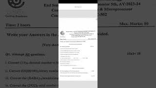 Digital Electronics & Microprocessor / Question Paper 5th Semester Diploma #trending  #diploma #exam