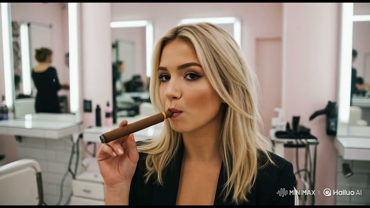 🚬Blondie Smoking Cigar in Beauty Salon Part 4 (AI Video)