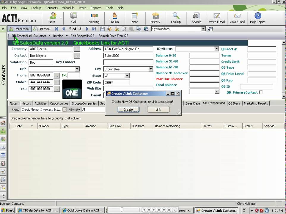QBSalesData - Manually Linking ACT! Records to Quickbooks Customers