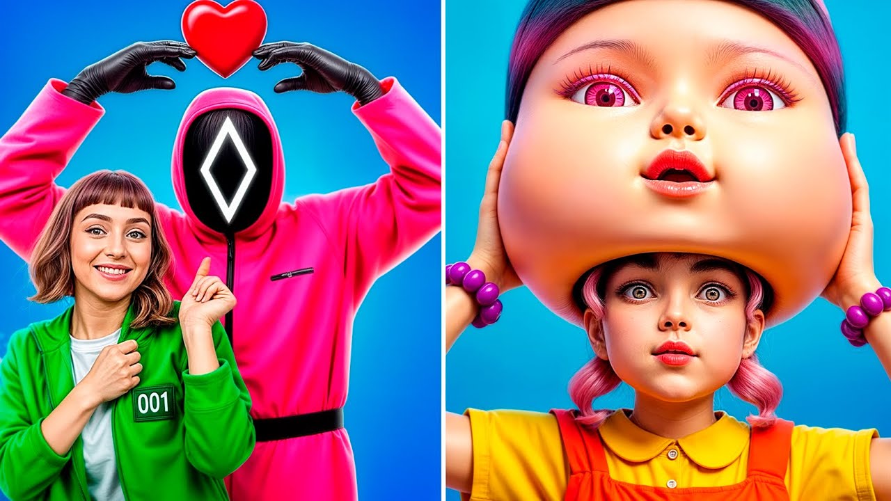 찐따에서 오징어 게임 인형으로! 극한 변신 챌린지!