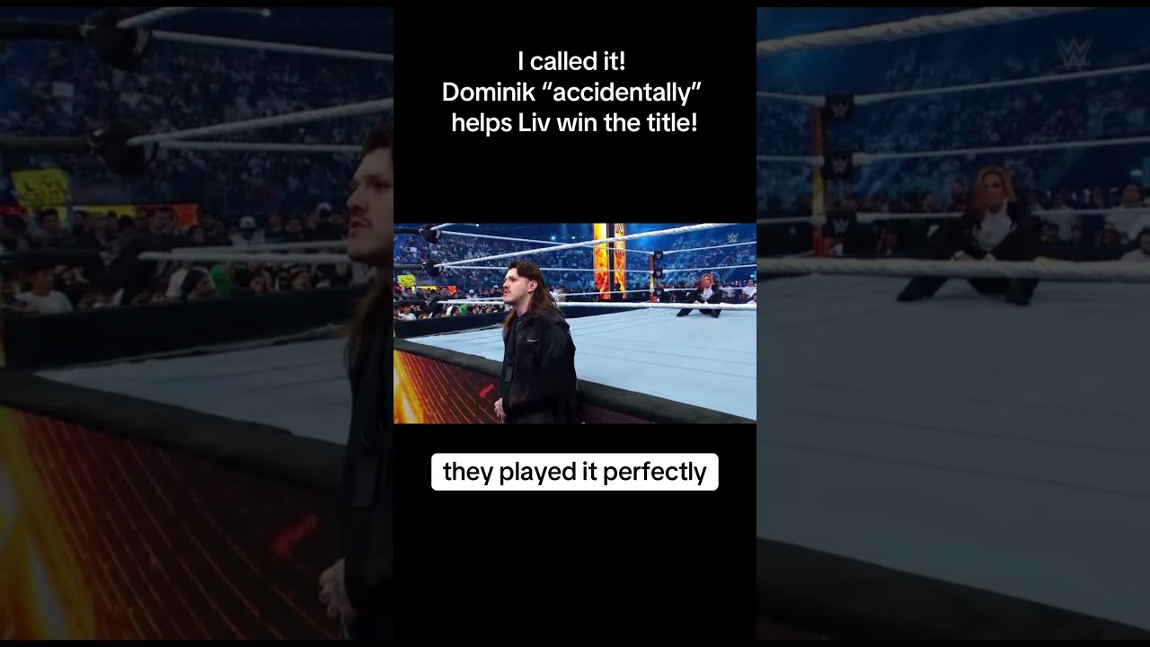Dominik Mysterio “accidentally” helps Liv Morgan win the title! #livmorgan #dominikmysterio #wwe