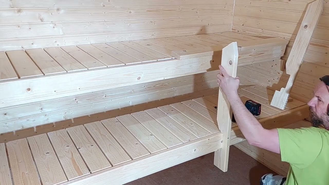 Tehdään sauna osa 12, lauteiden teko ja asennus