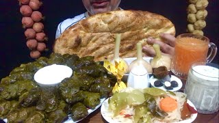 Azerbaijani Dolma & Dovga | Pickled Garlic & Vegetables | Tandoori Bread | Tropical Juice | ASMR