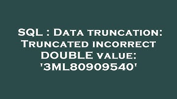 SQL : Data truncation: Truncated incorrect DOUBLE value: 