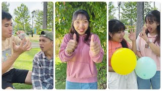 Noob Balloon vs Pro Balloon & Bad Friends 🎈👧🏻👦🏻 Linh Nhi Family #shorts