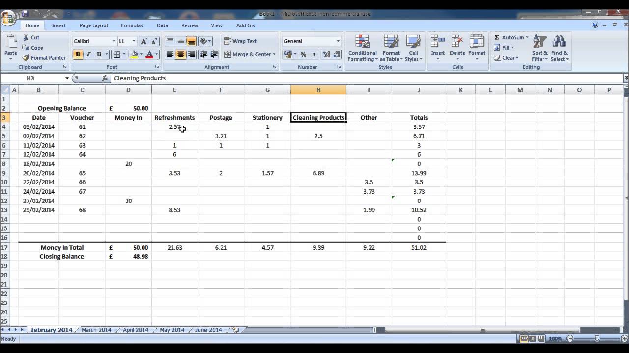 How to Create a Petty Cash Account using Excel - Part 1 