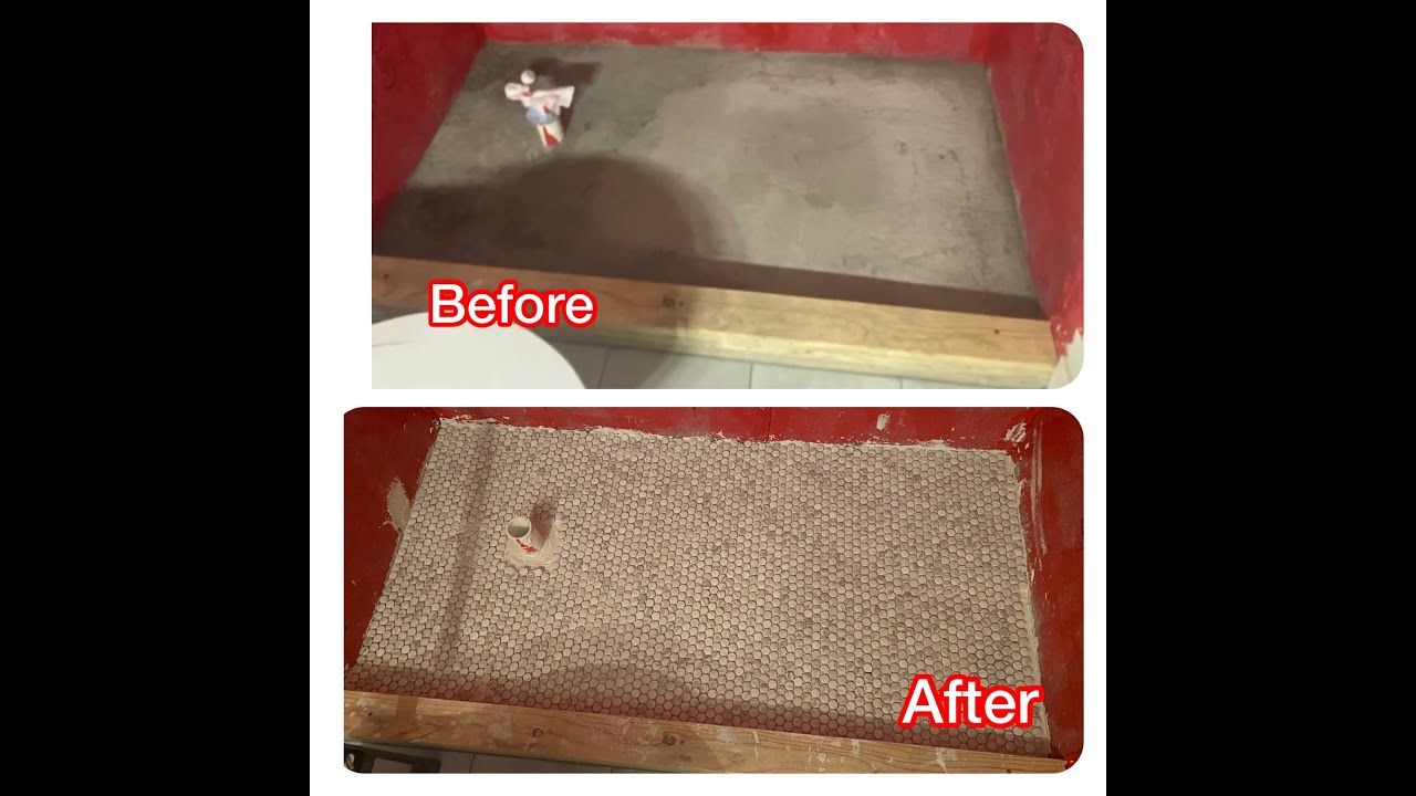 Penny Tile Shower Floor Install YouTube