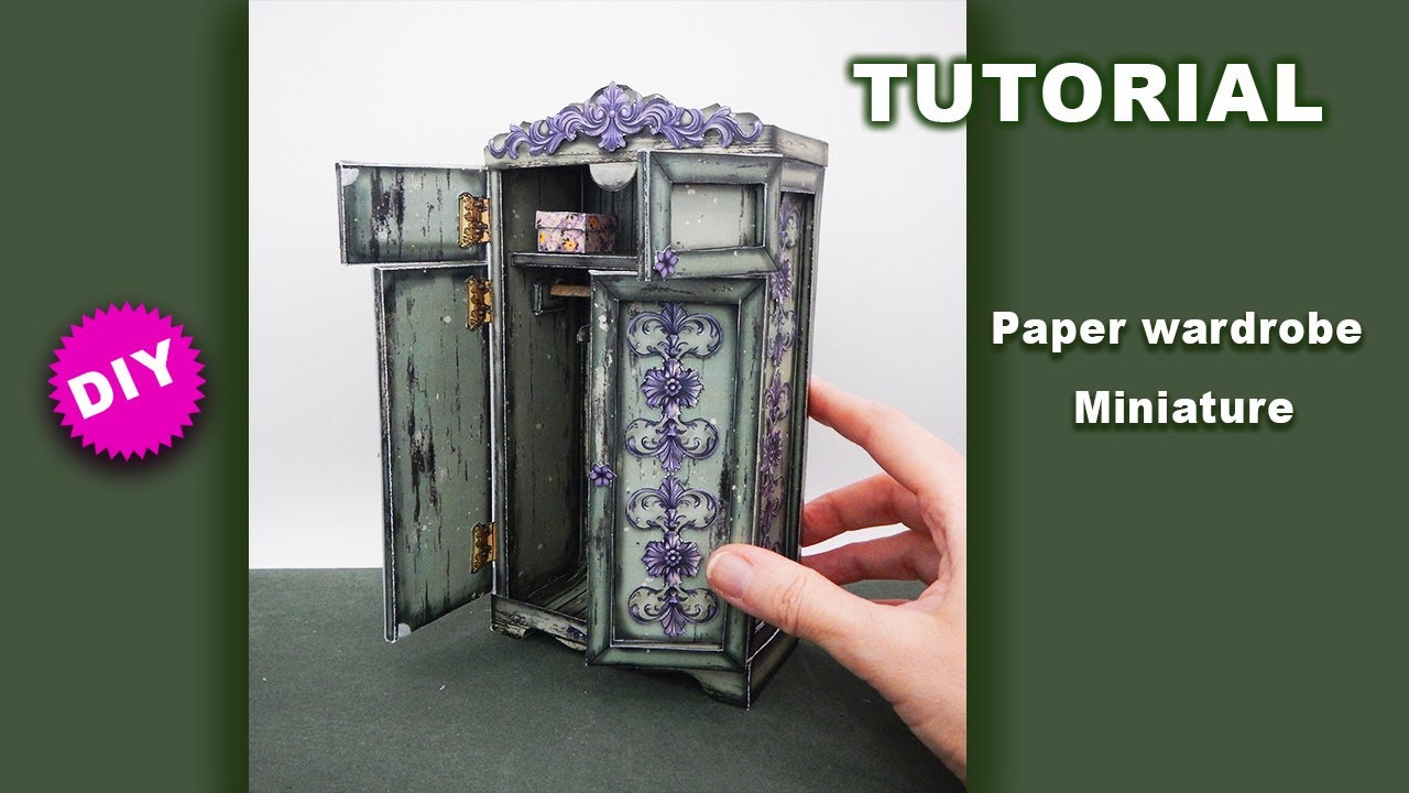 Paper Wardrobe for Dollhouse - Miniature - TUTORIAL