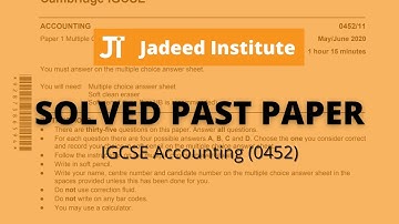 0452/12/m/j/21 | IGCSE Accounting Solved Past Papers | MCQs | 2022