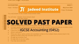 0452/12/m/j/21 | IGCSE Accounting Solved Past Papers | MCQs | 2022