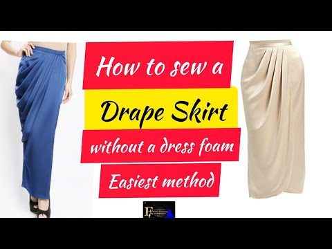 HOW TO SEW A DRAPED SKIRT WITHOUT DRESS FORM(Easiest method and well detailed) #drapeskirttutorial